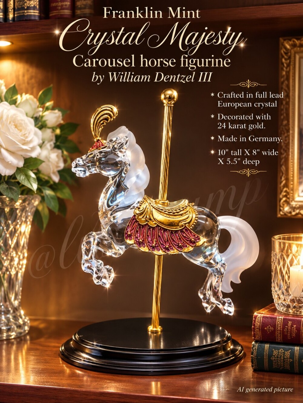 Franklin Mint Crystal Majesty Carousel horse figurine by William Dentzel III
